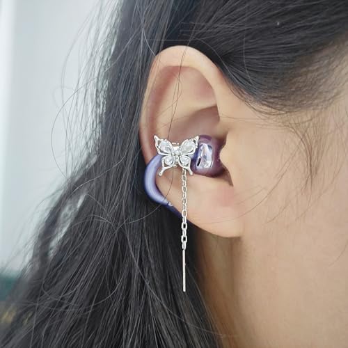 Butterfly Rhinestone for Clip on Earbuds Open Ear Accessories, Elegant Zirconia Decorative Earphone Accessories, Removable Exquisite DIY Decoration (Butterfly)4