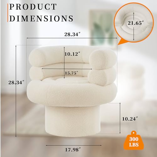 Sillón giratorio ergonómico de tela sherpa beige miniatura 2