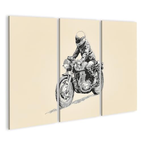 Tableau sur toile motocycliste rétro pour salon de motard passionné