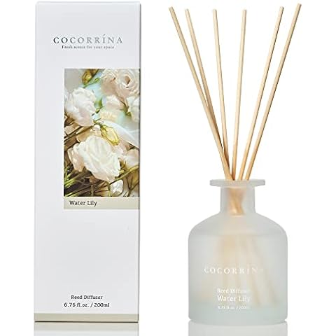 Cocorrína Reed Diffuser - Water Lily 6.76oz Diffuser with Sticks Home Fragrance Essential Oil Reed Diffuser for Home Bedroom Bathroom Shelf Decor Office Decor (Summer Collection) Cover