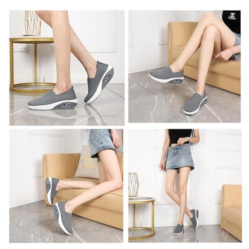 Orthopedic Sneakers for Women New Air Cushion Slip on Walking Shoes Arch Support Lightweight Wedge Walking Sneakers2