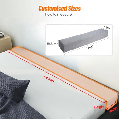 Image of Custom Size Bed Gap Filler, Thick Mattress Gap Filler Extender, Personalised Bed Mattress Filler Close the Gap Between the Headboard Wall or footboard for Single /Double /King Bed with a Removable Cover