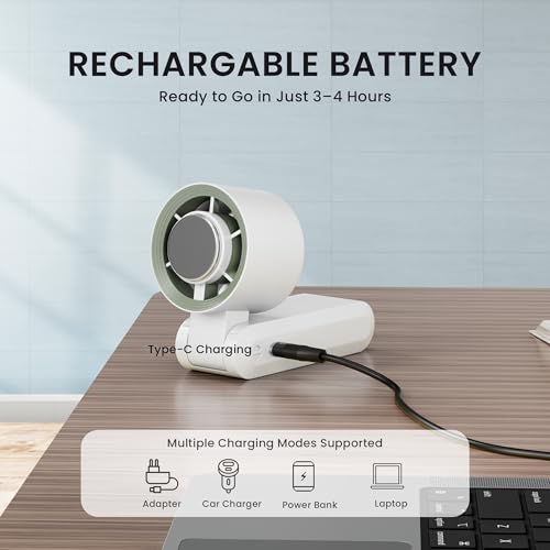Image of SAL-TF-02 Mini Portable Fan,High-Speed TurbineHandheld Cooling Fan with Adjustable Angle,Large Battery Capacity,Cooling Modes, Stylish Design with Lanyard, Lightweight and TravelFriendly, White
