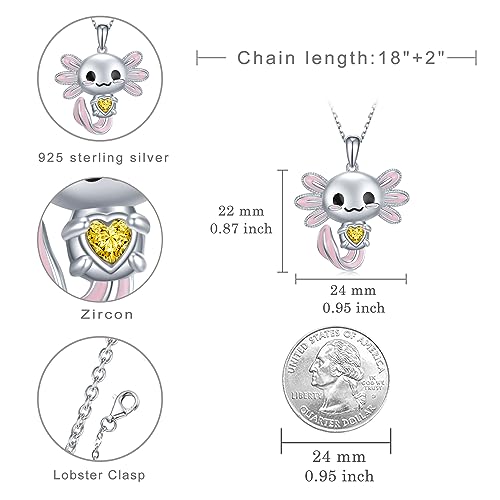 Image of Axolotl Necklace 925 Sterling Silver Axolotl Pendant Cute Animal Jewelry Gift for Women