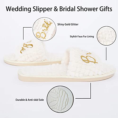 Bride Slippers,Bride Slippers for Wedding Day,Pearl Bride Flip Flops,White Slippers for Bride, Future Mrs Gifts Bride To Be Gifts Bridal Party Gifts Bridal Shower Gift4