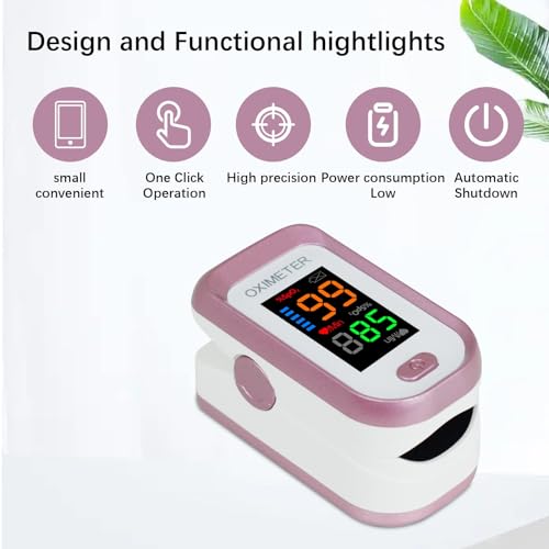 Pulse Oximeter Fingertip, Blood Oxygen Saturation Monitor with Large LED Display, Heart Rate Monitor for Adults, Fingertip Pulse Oximetr, with Lanyard (Rose Gold) - Image 3