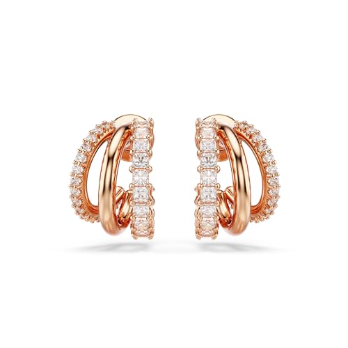 Swarovski Hyperbola Hoop Earrings, Mixed Cuts, Mini, Clear, Rose Gold-Tone Finished2
