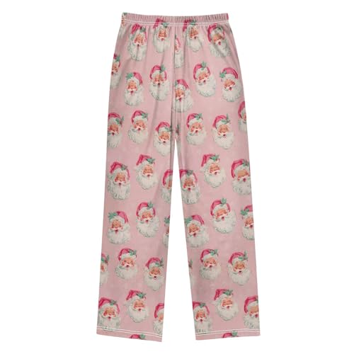 Christmas Pajama Pants Santa Claus Head Pattern Long Sleep Pants Lounge Bottoms2