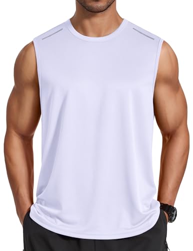 COOFANDY White Tank Top Men Summer Sleeveless Shirts Breathable Casual Tanks for Swim Beach Bodybuilding Muscle Tee S