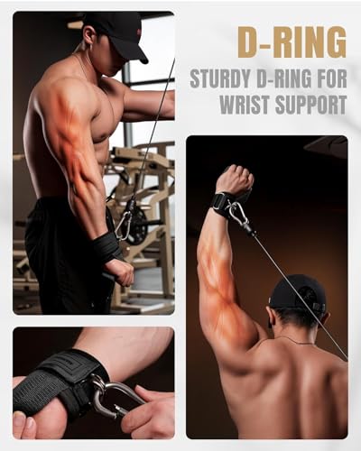 Image of RAHA S.G Slip-Resistant Deadlift Straps with D-Ring, Weightlifting Straps with Wrist Support & Soft Padding for Better Grip - Gym Straps for Men & Women