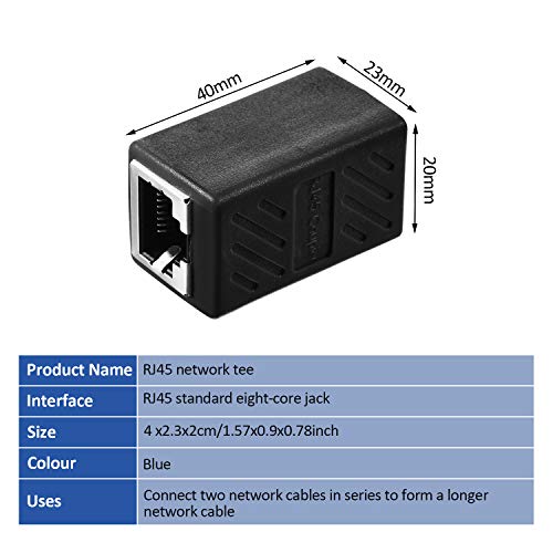 15 Pieces RJ45 Coupler, Ethernet Extension Adapter Network Connector for Cat7/Cat6/Cat5e/Cat5 Ethernet Network Cable Coupler Female to Female (Black)