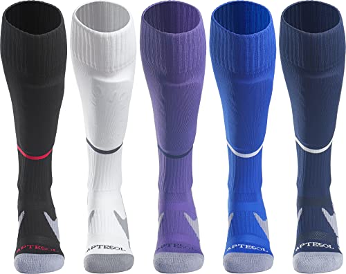Aptesol Youth Cushion Soccer Socks Knee High Multiple Sizes/Color Team Sport Socks For Boys Girls Men Women [5-Pack Multicolor,M] #TOP1
