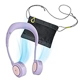 両手が使える ハンズフリー 首掛け扇風機 WFan ダブルファン ヨガシロッコ &サコッシュセット ラベンダー SPICE OF LIFE(スパイス) 静音 5段風量 650分連続使用 首かけ フィット感 ニッケル マスクファン 熱中症対策 リズム風 USB 500回充電 DFYS213LAV-BAG