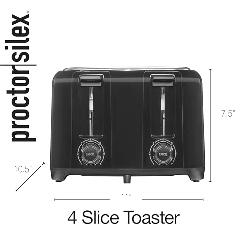 image for Proctor Silex 4 Slice Toaster with Extra Wide Slots for Bagels, Cool-T