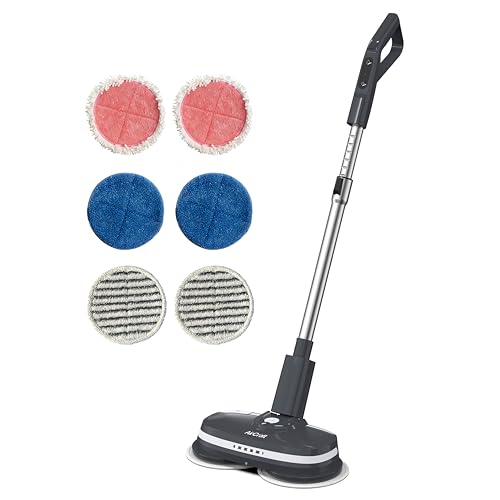 AirCraft PowerGlide, NEW 2023, Cordless Rechargeable Hard Floor Cleaner, Polisher & Scrubbing Bundle With 6 Pads (2 Cleaning, 2 Polishing & 2 Scrubbing Pads) Perfect for Wood, Tile, Marble, Vinyl