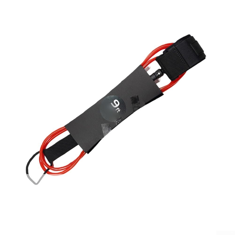Drivstraw Surfboard Leash 7mm Thick For TPU Cord with Quick Release Tab and Hidden Key Pocket| 360° Swivel for Short Long Boards and SUP| For Long lasting Ankle Strap for(9FT red)