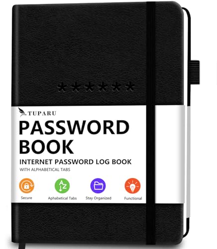 Hardcover Password Book with Tabs, 7×10 — 74 Pages
