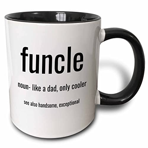 3dRose Funcle, noun like a dad, only cooler, black 11oz Two-Tone Black Mug