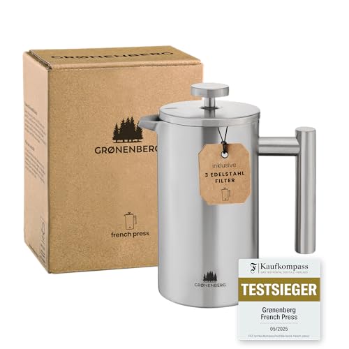 Groenenberg French Press I Hochwertige French Press Thermo mit Warmhalte-Funktion I Kaffeebereiter in verschiedenen Größen 300ml bis 1 Liter