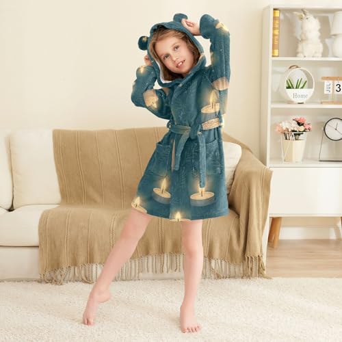 GuoChe Seamless Candles Pattern Hooded Bathrobe For Girls Sleepwear For Kids4