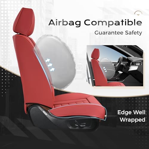 Image of Coverado Car Seat Covers Full Set, Seat Covers for Cars, Front Seat Covers and Back Seat Cover Waterproof Leather Automotive Seat Cover, Universal Car Interior Protectors Cushion for Most Cars