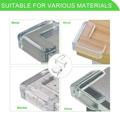 Image of Table Corner Protectors for Kids, 24pcs Soft and Safe Edge Protection Silicone Baby Proofing Corners, Child Safety Clear Edge & Corner Guards for Furniture Against Sharp Corners