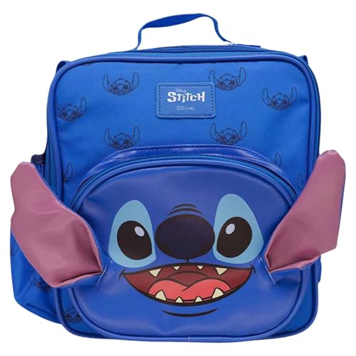 Zonacriativa - Mochila Lancheira Stitch Disney | Compartimento principal térmico, alça transversal removível e 4 bolsos para organização | Lanches frescos