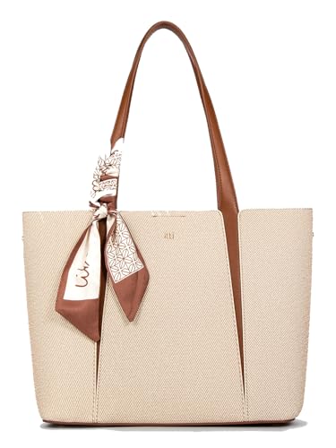 Image of ITTI Capri Tote for Women | Lightweight Three-Compartment Tote Bag with Elegant Scarf Design | Large Capacity Work & Daily Use Bag