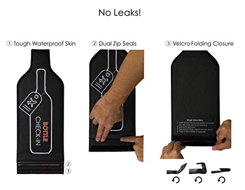 Image of 5-Pack Bottle Check-In Travel Bottle Protector. Reusable Bags Perfect for Packing Wine Liquor or Spirit Bottles in Checked Baggage /Luggage. Double Sleeve Two Ply Design for Superior Protection
