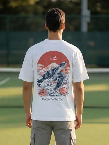 Image of Nobero Men's Oversized Graphic T-Shirt for Men | Soft Cotton | Drop Shoulder Relaxed Fit | Printed Casual Tshirt for Men