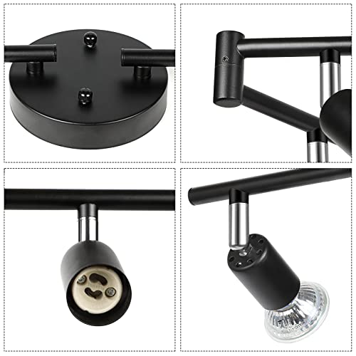 Unicozin Led 8 Light Track Lighting Kit, Black 8 Way Ceiling Spot Lighting, Flexibly Rotatable Light Head, Track Light Included 8 X Led Gu10 Bulb (4W, Daylight White 5000K, 400Lm) #TOP3