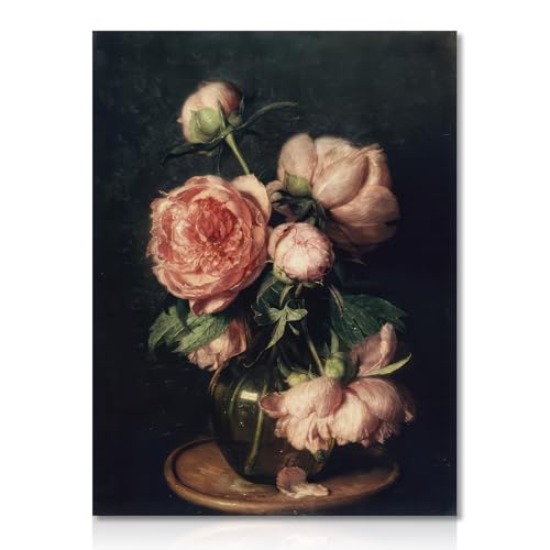 Dazzlewall Pivoine fleur mur Art poster Moody Floral Print, dark College esthétique peinture poster chambre salon décoration 12x16 unframed