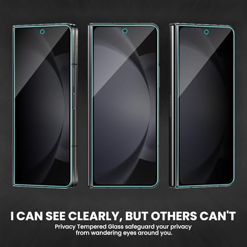 Image of ArmourPro Matte Privacy Tempered Glass for Samsung Galaxy Z Fold 5, Anti-Spy Anti-Glare Screen Protector, Edge-to-Edge Full Coverage, 9H Anti Scratch, Smooth Touch, Easy Installation Kit with Cable Protector