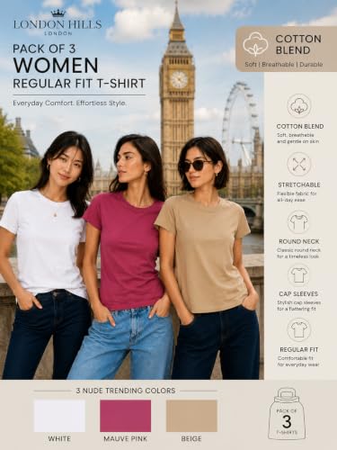 Image of London Hills tops for woman | tshirt for woman | t shirt for womans| tops for women western | western tops for woman's | women t shirt | women tees | gym tshirt for women workout | t shirts Round Neck