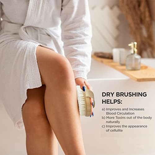 Apriqus Body Brush for Wet & Dry Brushing - Exfoliating Brush with Boar Bristles for Removing Dead Skin Cells, Cellulite & Improving Blood Circulation  Perfect for All Skin Types  Carry Bag Included