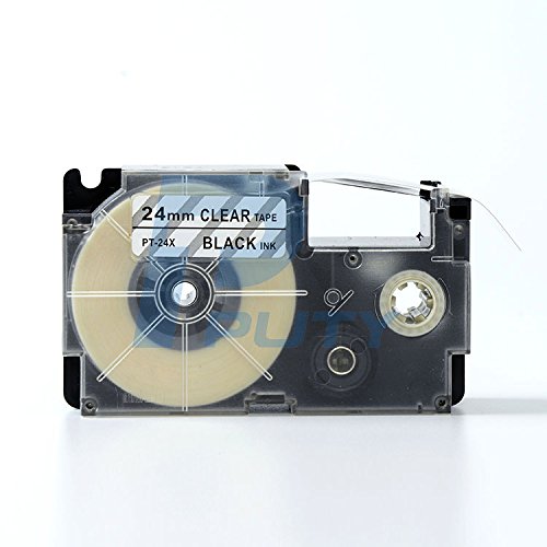 IDIK 24mm Labeling Tapes XR-24X Black on Clear for Casio Label Printer KL-C100 KL-A70 Labelmaker XR 18X Typewriter Sticker,1Pack