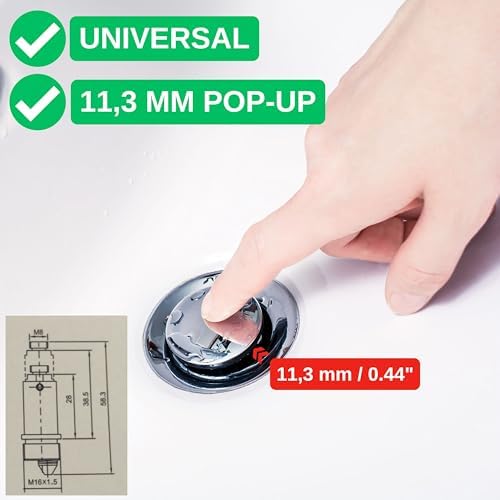Pop Up zestaw wymiennych czopów, 1 sztuka, z mosiądzu, długość 58 mm, pasuje do większości zestawów odpływowych Popup, śruba naprawcza z mocną sprężyną, zawór odpływowy do