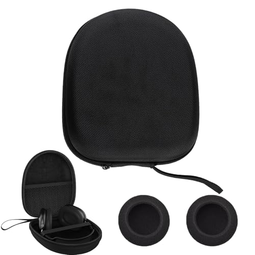 Universal Headphone Case With Sponge Covers and Charger Cable Storage - Large Carrying Box With Fixed Strap