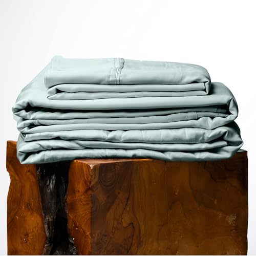 Image of Olive + Crate Tencel Lyocell Eucalyptus Queen Size Sheet Set - Cooling Tencel Sheets for Hot Sleepers with 18 Inch Deep Pocket Fit - Eucalyptus 4-Piece Set
