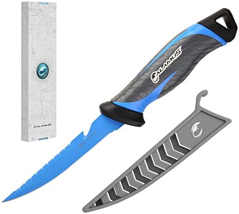 Calamus Bait Knives, German G4116 Stainless-Steel Blades with Corrosion Resistant Coating, Non-Slip Handles, Protective Nylon Sheath, Perfect For Fresh Or Saltwater
