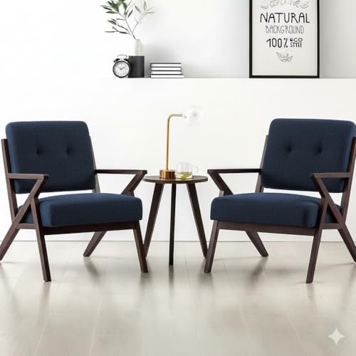 Image of Premium Sheesham Wood Arm Chair with Cushion || Cane Chairs for Balcony || Wooden Chairs for Living Room Furniture, Dining Chair Back Support Armrest Chair Garden Chairs Outdoor, Brown Finish