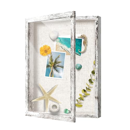 FrameWorks 12x16 Deep Shadow Box Frame, Distressed White