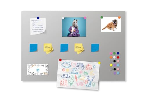 Painel p/Fotos, Recados, Notas + 24 Imãs + Tecnologia 50x80 (Cinz...