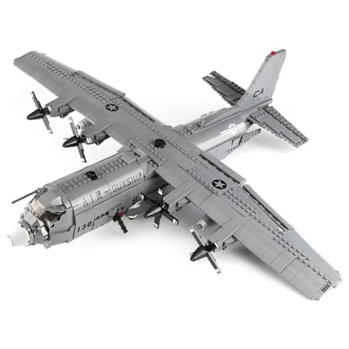 MEOA AC130 WW2 Military Airplane Building Sets 1713pcs Gunship Jet Plane Building Blocks Model Kit Toy Aircraft Gift for Adults