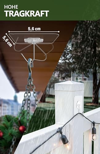 4smile Klebehaken extra stark, 30 Stk. - Klebehaken outdoor wetterfest, wasserdichte Haken selbstklebend, Wandhaken selbstklebend, transparent - Klebehaken Decke und Wand, Mehrzweck für Küche, Bad