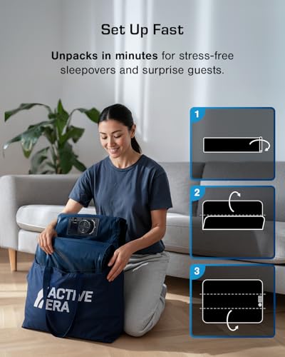 Active Era Premium Single Inflatable Mattress | Airbed for Home with Built-In Pump | 3 Min Self Inflating Blow Up Bed | Flocked Surface & Puncture Resistant Air Bed for Guests & Camping 188x99x36.5cm