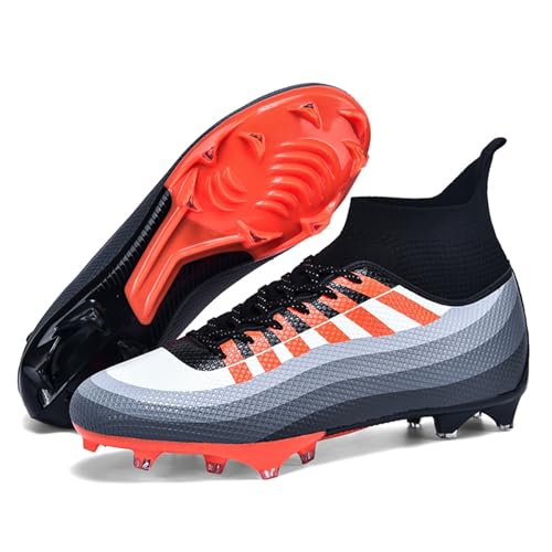 Mens High-Top Lace Up Soccer Cleats Outdoor Lightweight Training Ground Athletic Football Boots Rugby Running Lacrosse Sports Shoes