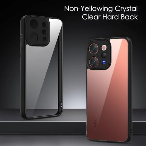 Image of VONZEE Clear Back Case Cover for Vivo V70 5G | Shockproof Design | Hard Back Cover Case for Vivo V70 5G (PC & TPU, Black)