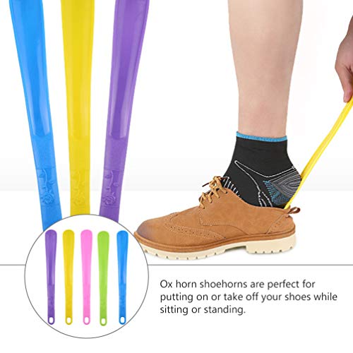 Heallily Beavorty 5Pcs Shoe Helper Plastic Shoe Horn Shoe Lifting Helper For Men Women Seniors Pregnancy Elderly Home Travel Use (5 Colors) #TOP1