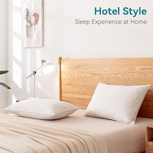 Wenersi Premium Goose Feathers Down Pillows,White Queen Pillows Set Of 2,Luxury Hotel Collection Goose Down Pillows,100% Organic Cotton Fabric,Breathable And Skin-Friendly,650 Thread Count thumb #2